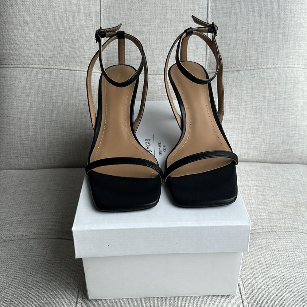 NEW & Other Stories 100% Genuine Leather Strappy Leather Heeled Sandal - Black - Picture 5 of 8